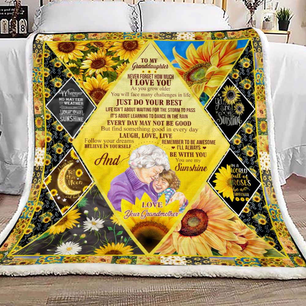 To My Granddaughter Sunflower Fleece Blanket