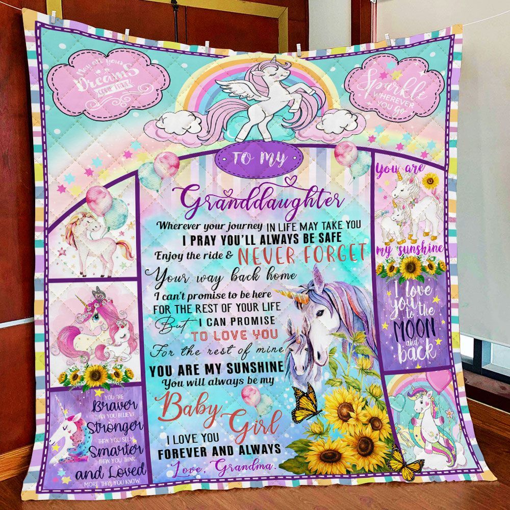 To My Granddaughter Sunflower Unicorn GS-CL-LD2506 Quilt Blanket