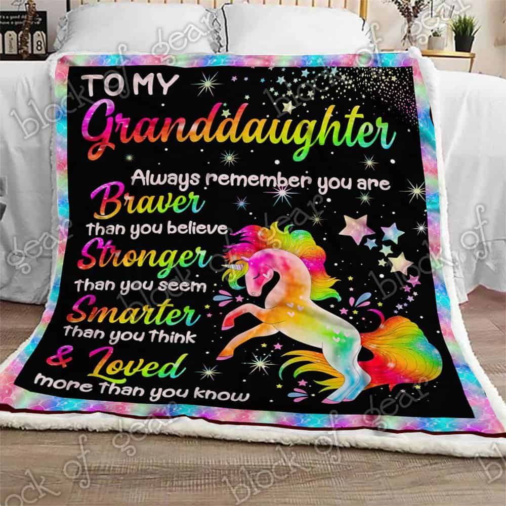 To My Granddaughter Unicorn 7 Sherpa Fleece Blanket
