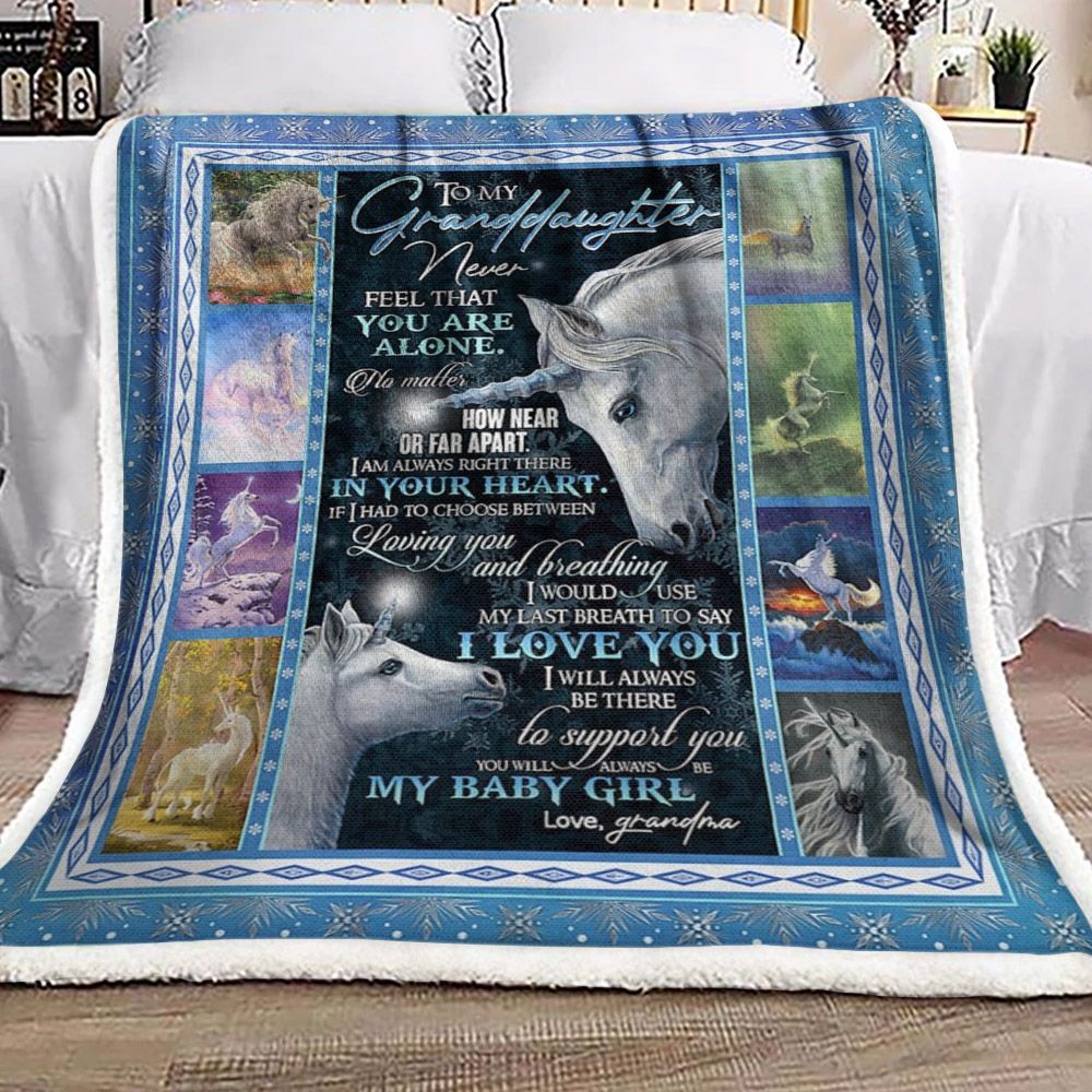 To My Granddaughter Unicorn Sherpa Fleece Blanket