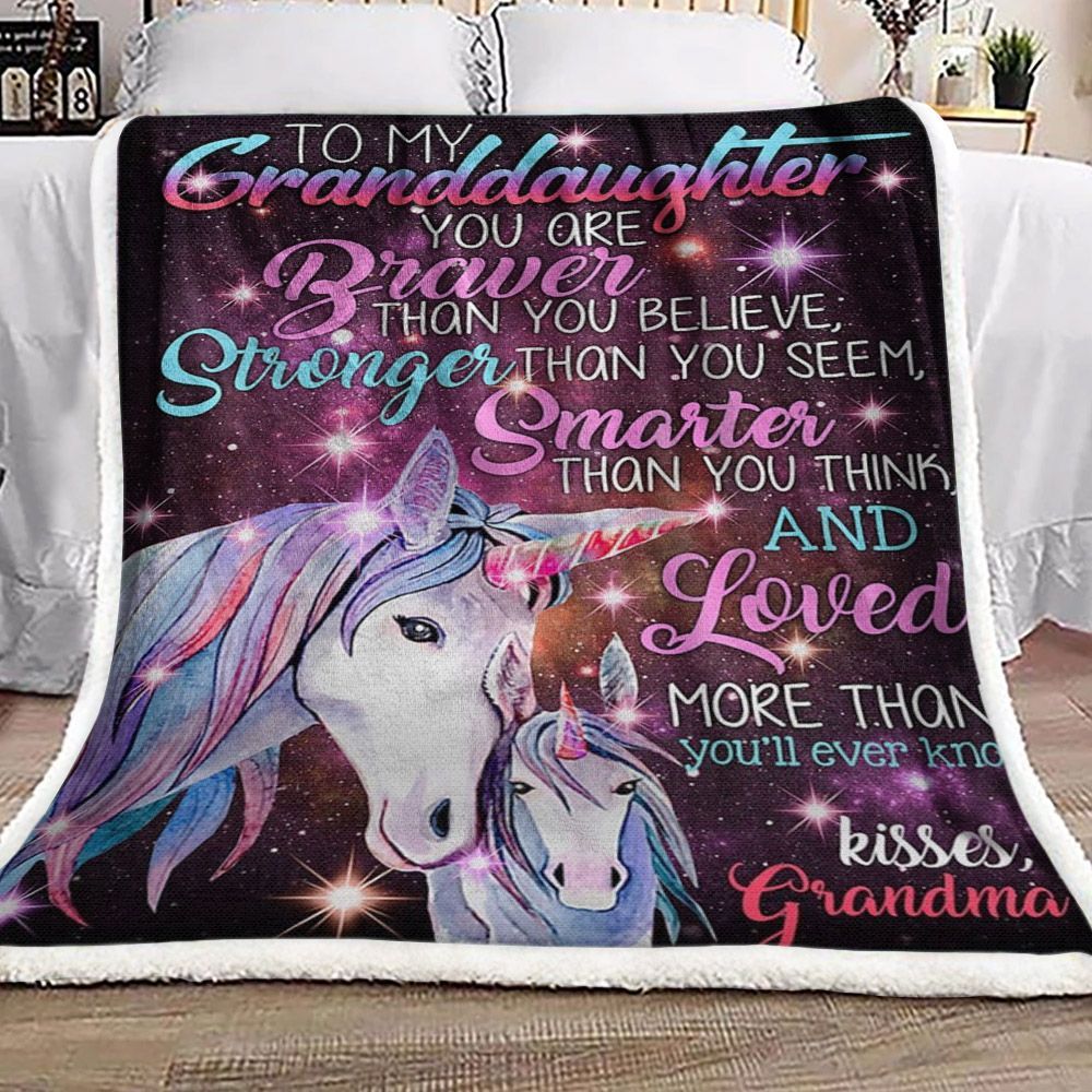To My Granddaughter Unicorn Sherpa Fleece Blanket
