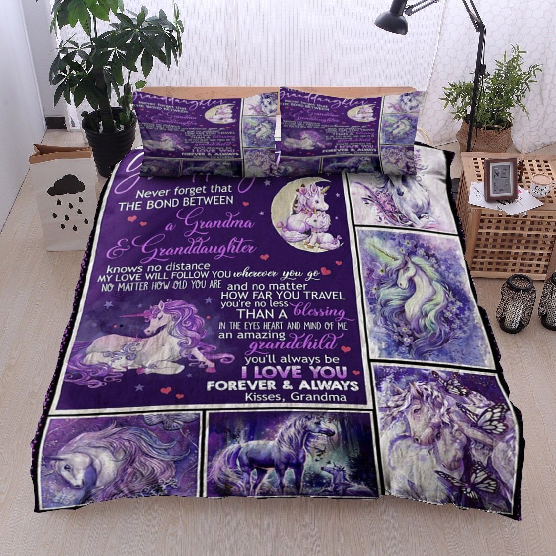 To My Granddaughter Unicorn Bedding Set