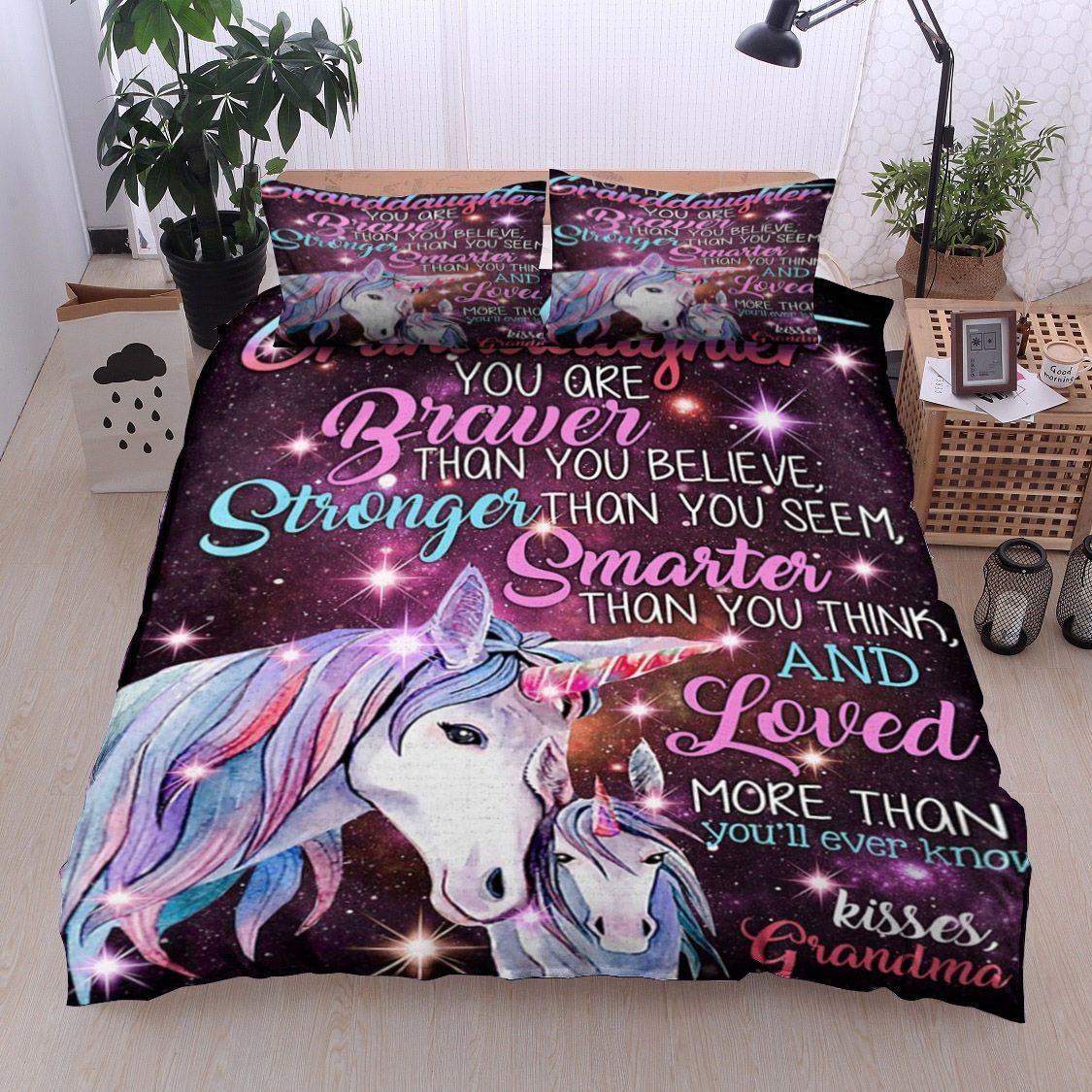 To My Granddaughter Unicorn Bedding Set