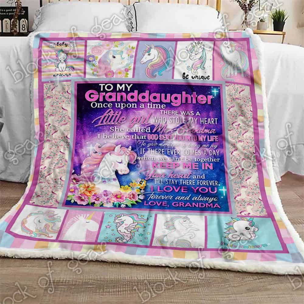 To My Granddaughter Unicorn Fleece Blanket