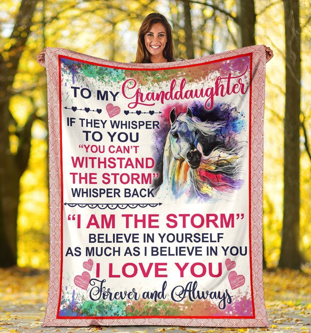To My Granddaughter Unicorn I Believe In You Fleece Blanket