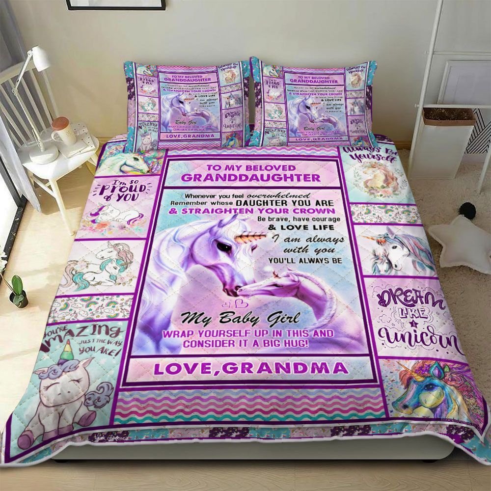 To My Granddaughter Unicorn Magic Love Grandma Bedding Set