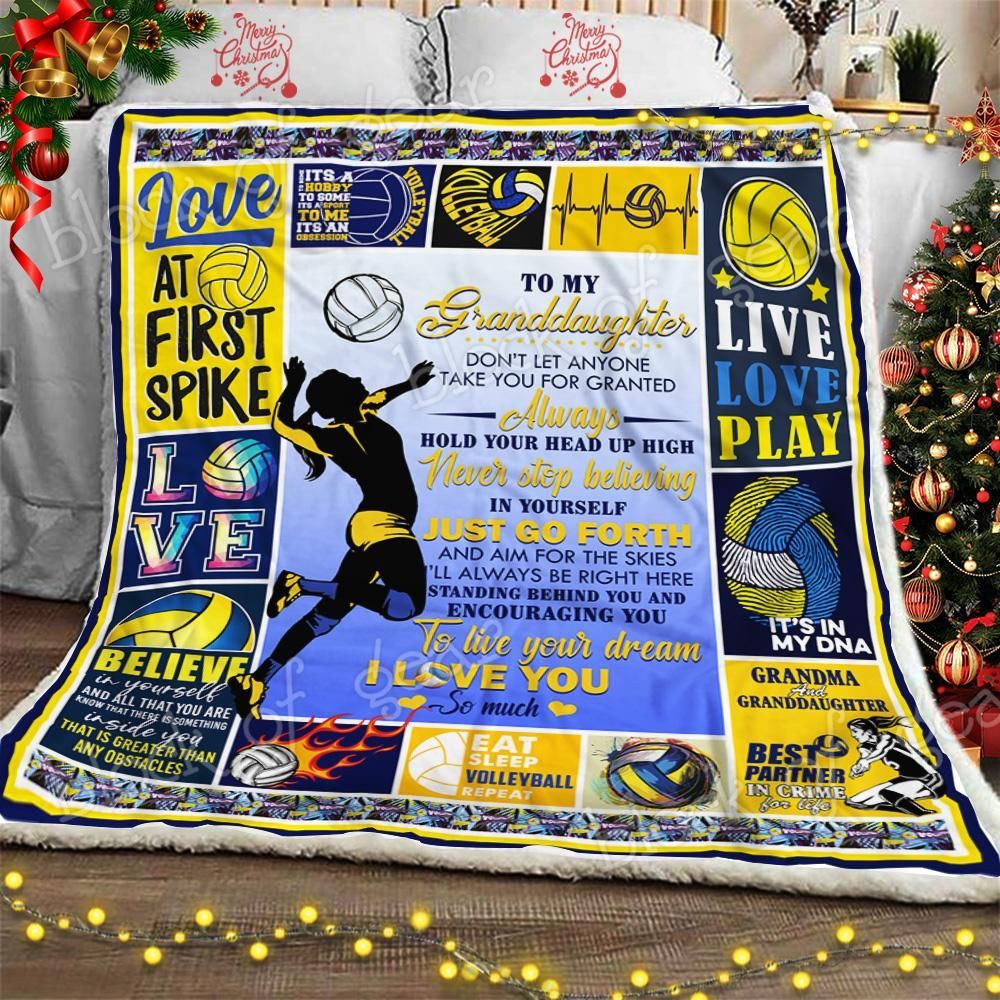 To My Granddaughter Volleyball Sherpa Fleece Blanket