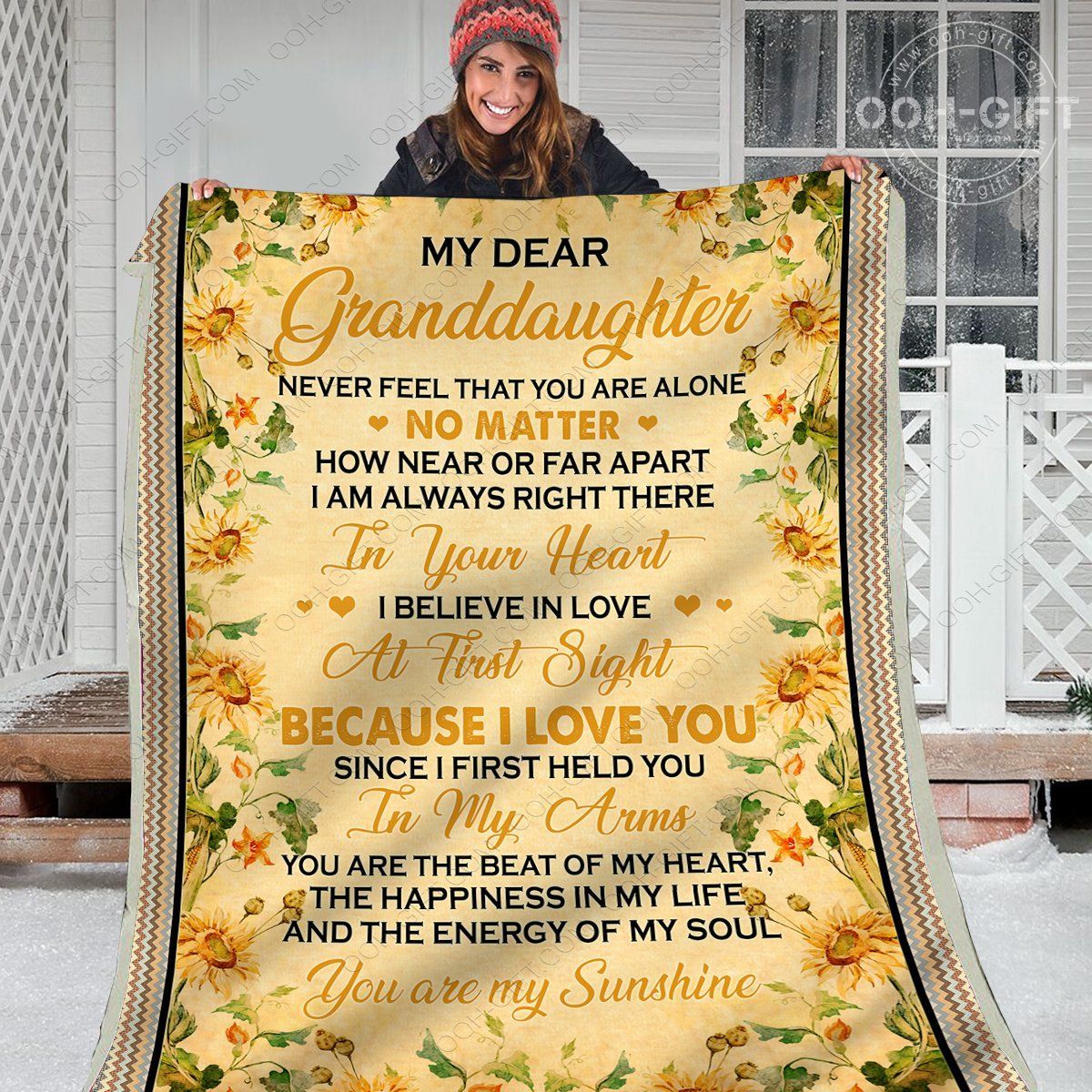 To My Granddaughter Yellow Sherpa Fleece Blanket