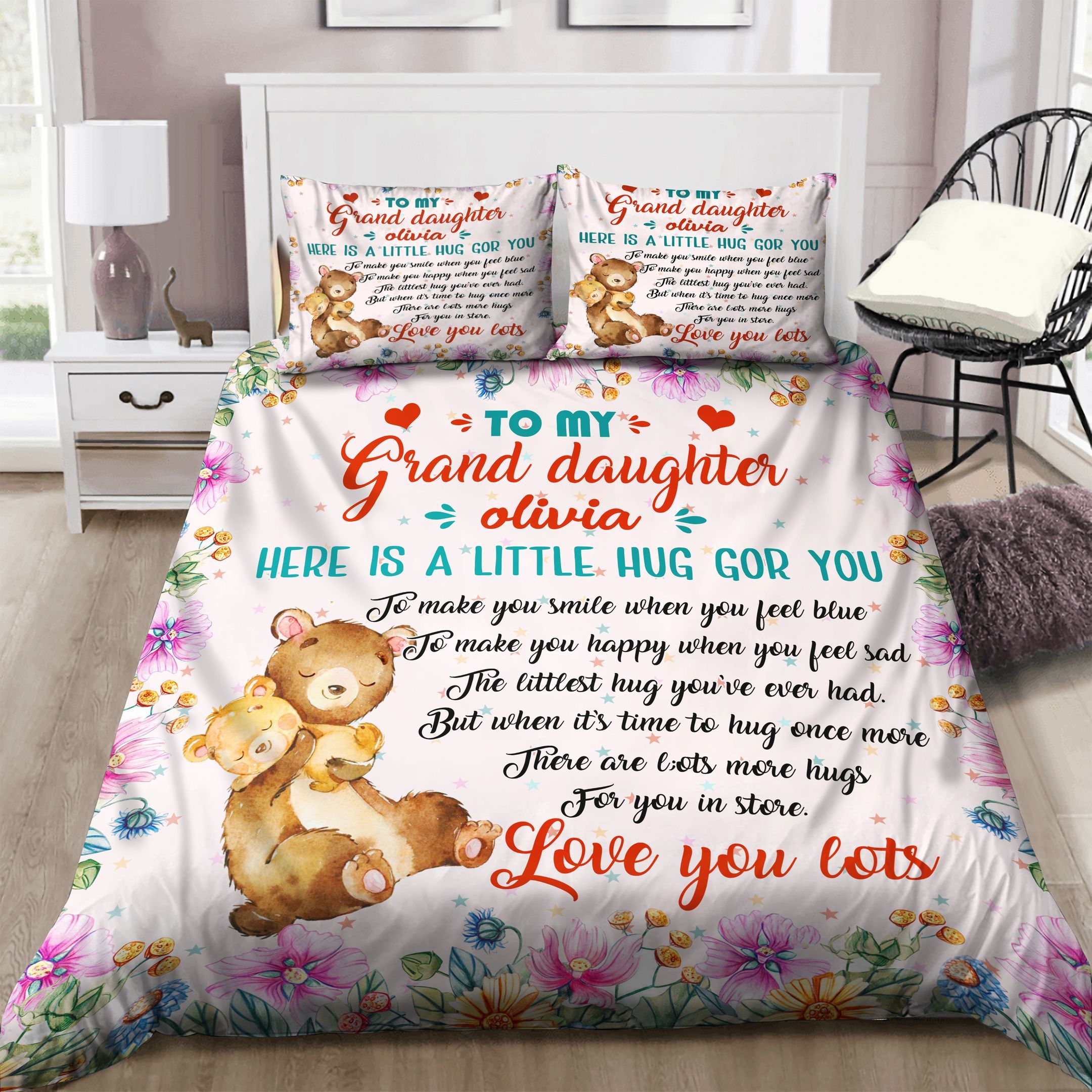 To My Granddaughter Bedding Set
