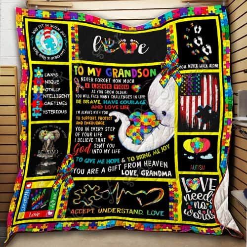 To My Grandson, Autism Awareness CL19100896MDQ Quilt Blanket