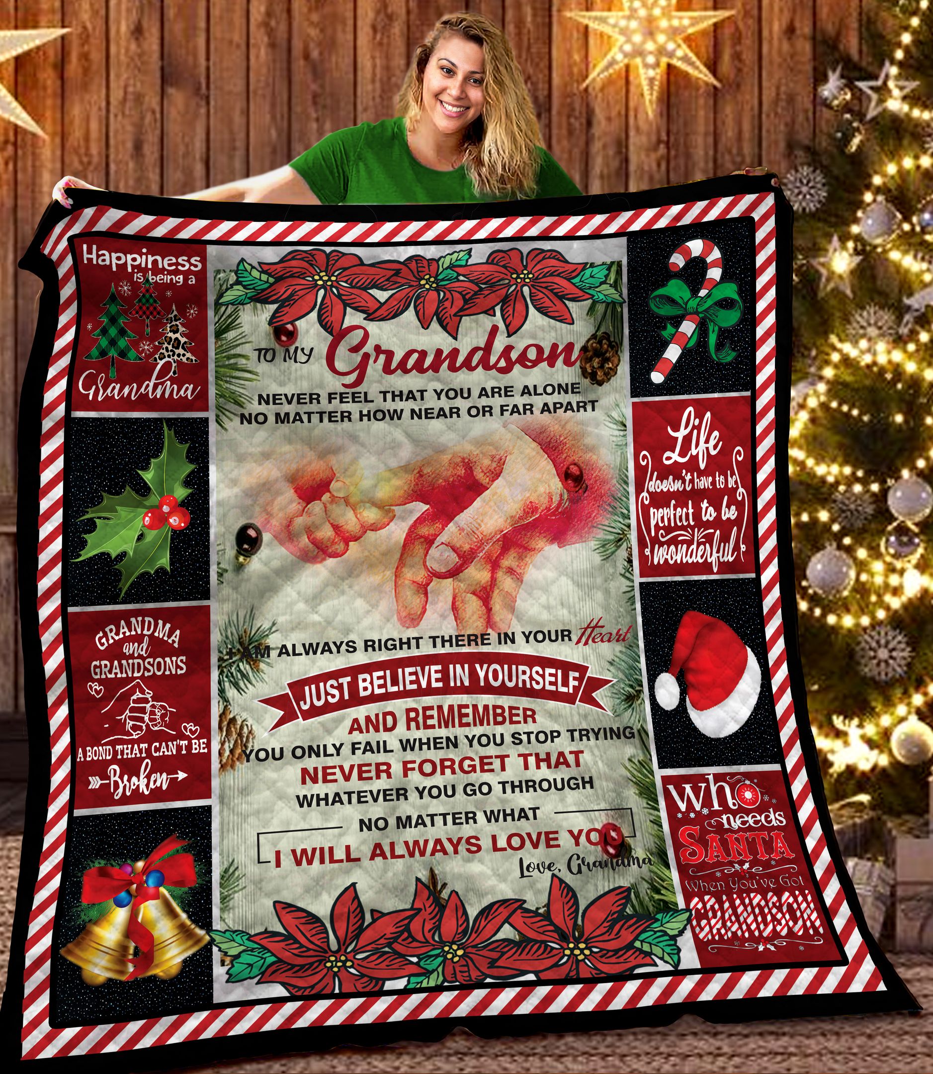 To my Grandson Christmas DTH121105HD Quilt Blanket