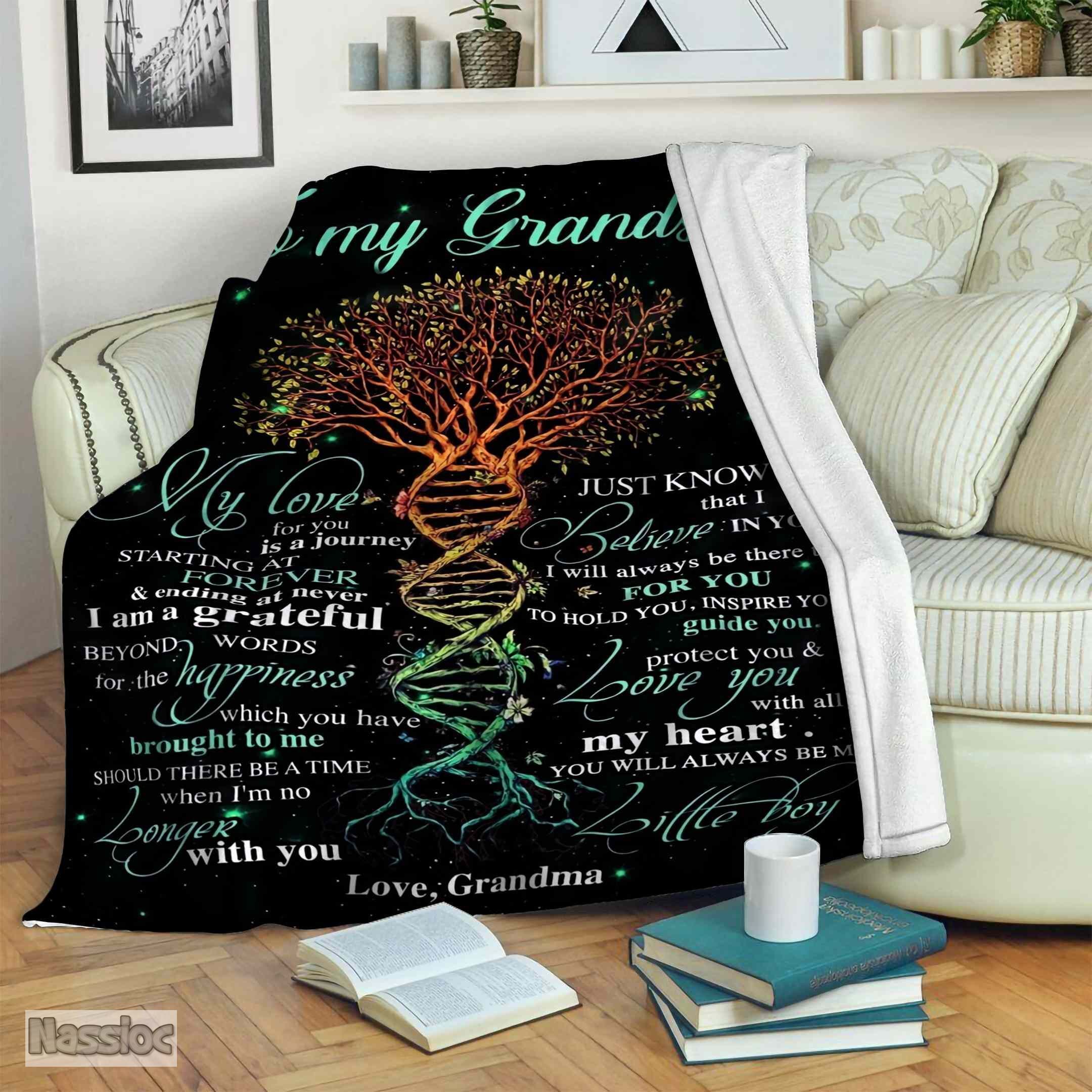 To My Grandson Fleece Blanket