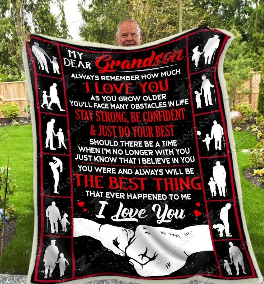 To My Grandson Grandpa The Best Thing Sherpa Fleece Blanket