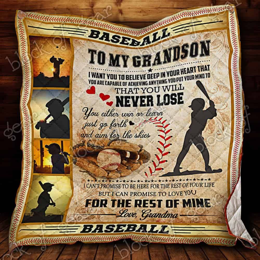 To My Grandson, Just Plays Baseball CL19100900MDQ Quilt Blanket