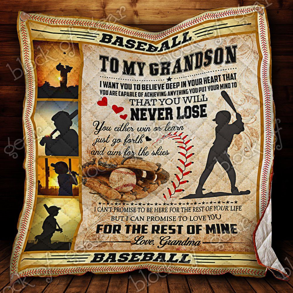 To My Grandson Just Plays Baseball Quilt Ttl154 Dhc11123624Dd