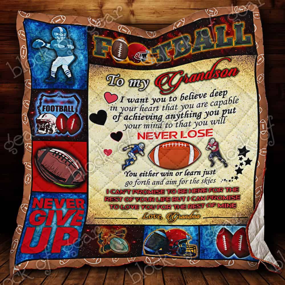 To My Grandson, Keep Plays Football CL19100901MDQ Quilt Blanket