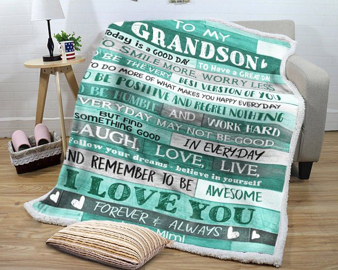 To My Grandson Mimi Today Is A Good Day Sherpa Fleece Blanket