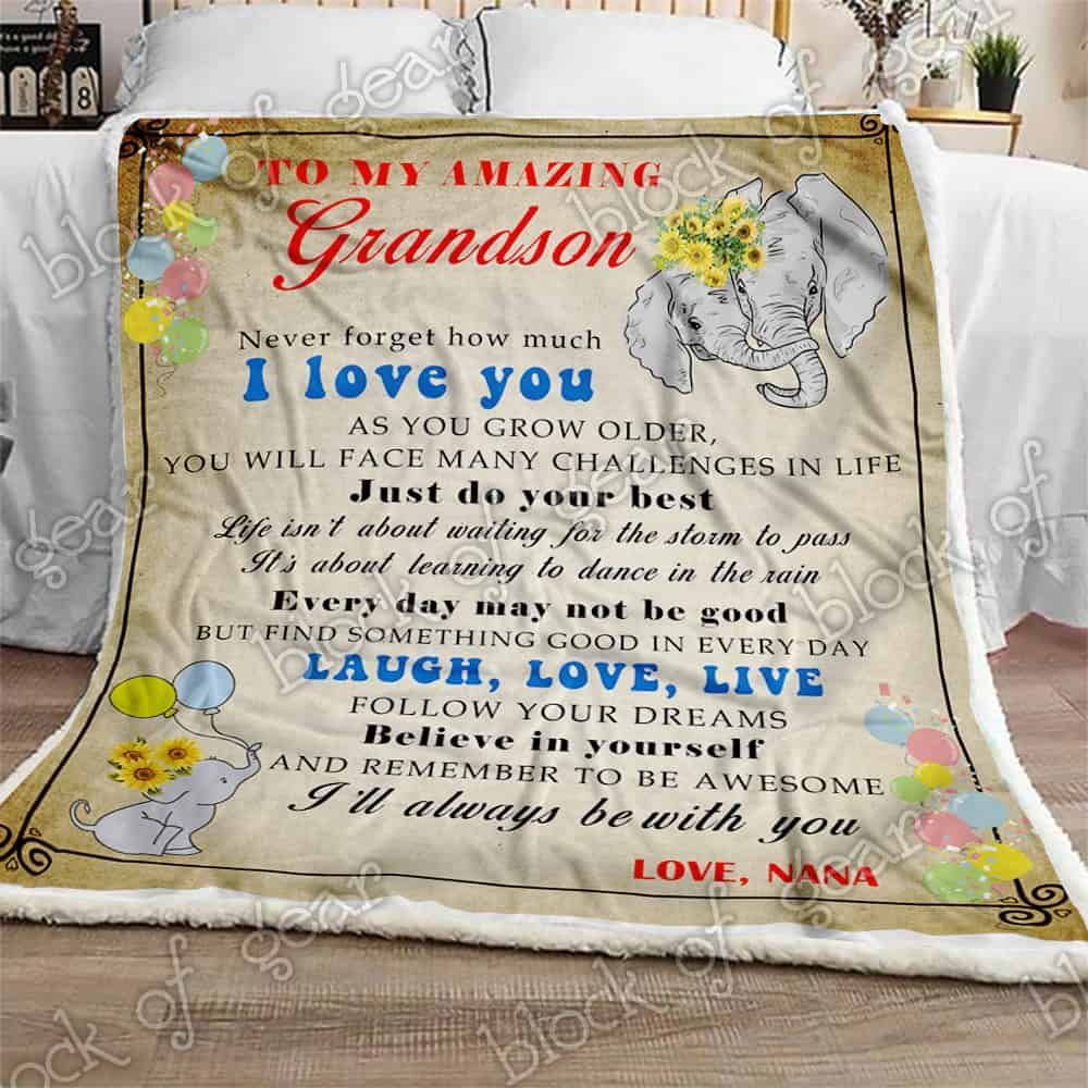 To My Grandson Nana Fleece Blanket