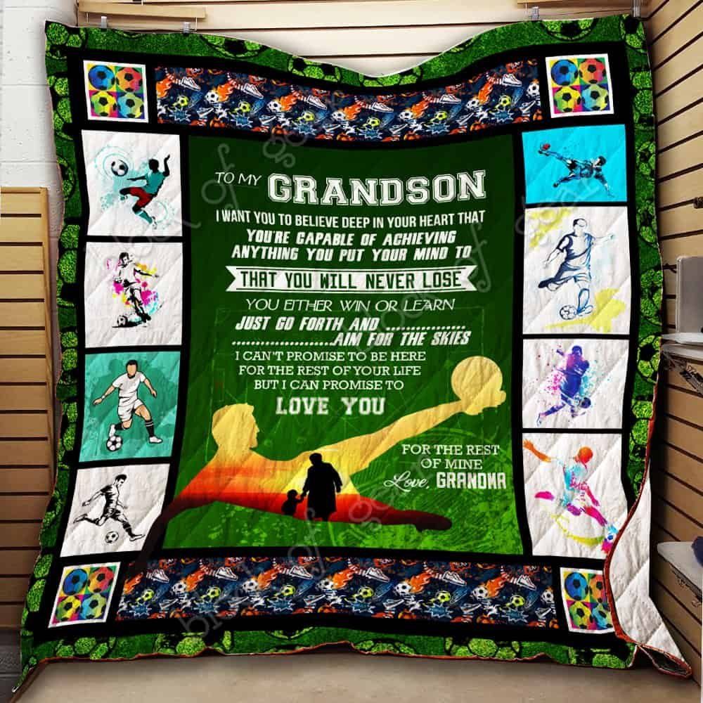 To My Grandson, Soccer CL19100903MDQ Quilt Blanket