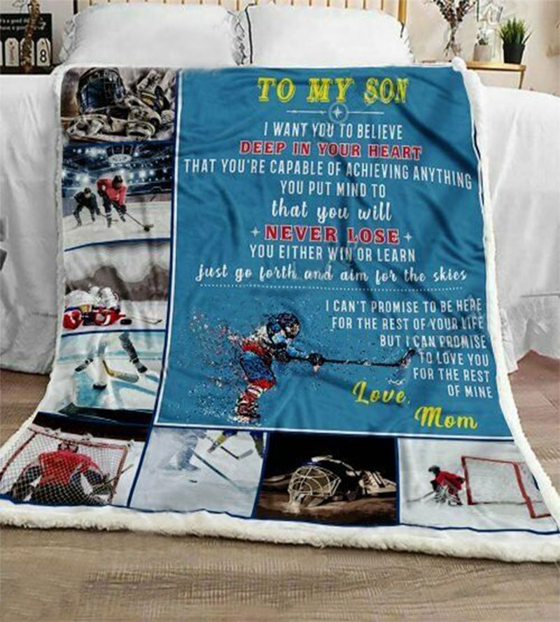 To My Hockey Son Sherpa Fleece Blanket