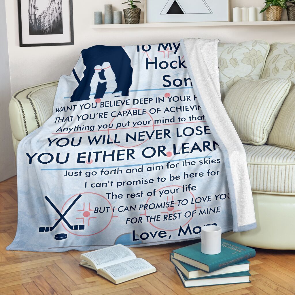 To My Hockey Son Sherpa Fleece Blanket