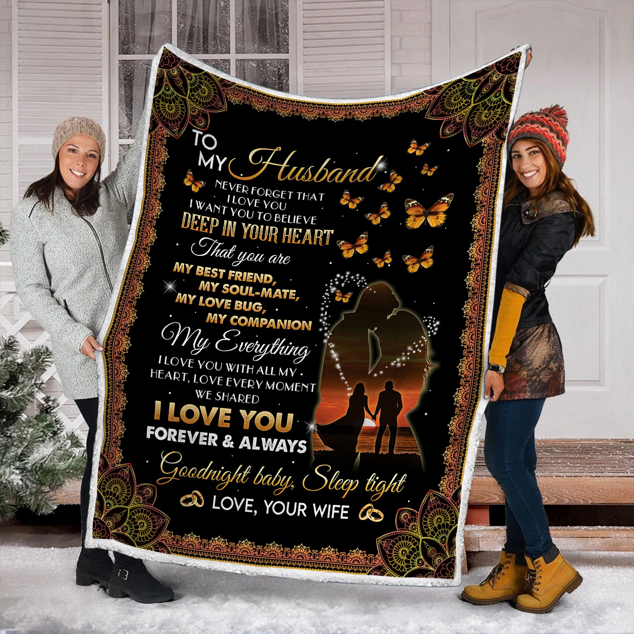 To My Husband Fleece Blanket