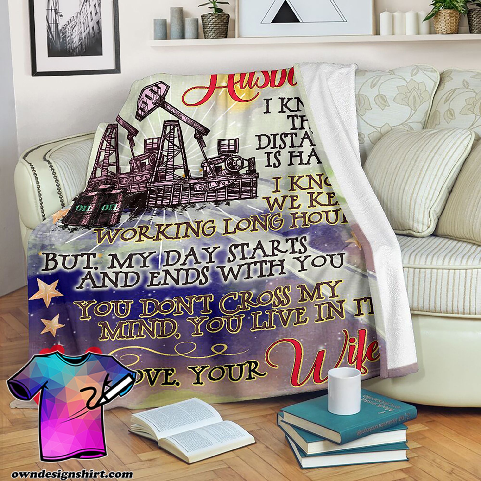 To My Husband An Oilfield Man Sherpa Fleece Blanket