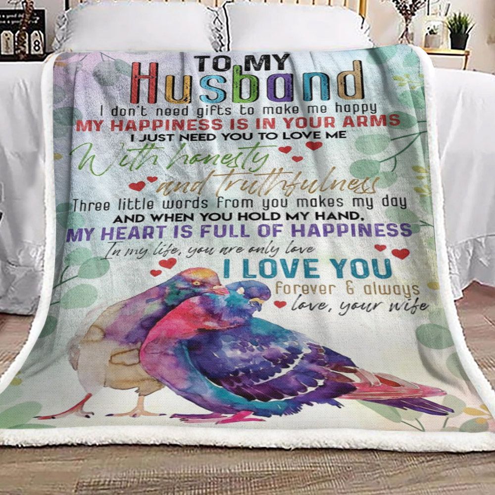 To My Husband Bird Sherpa Fleece Blanket