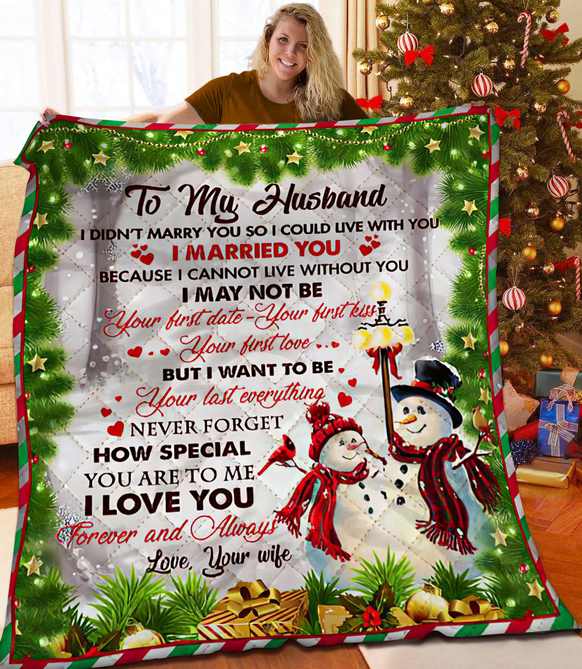 To My Husband Christmas DPT111101TK Quilt Blanket