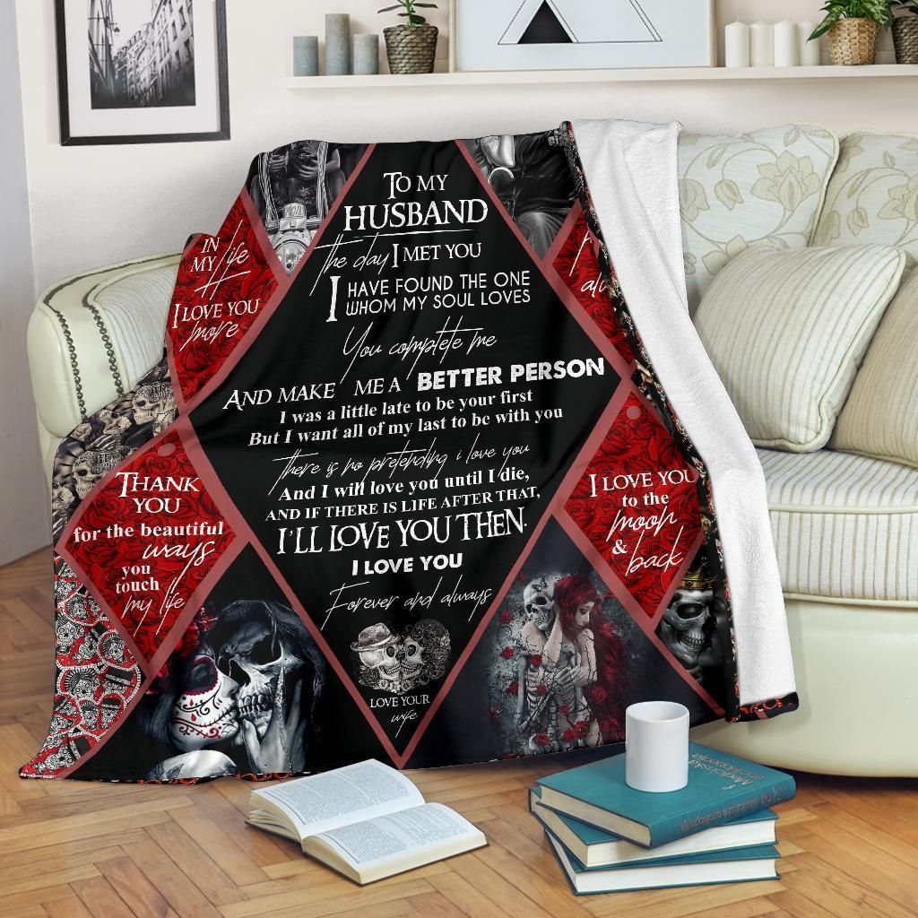 To My Husband Couple Skull Sherpa Fleece Blanket