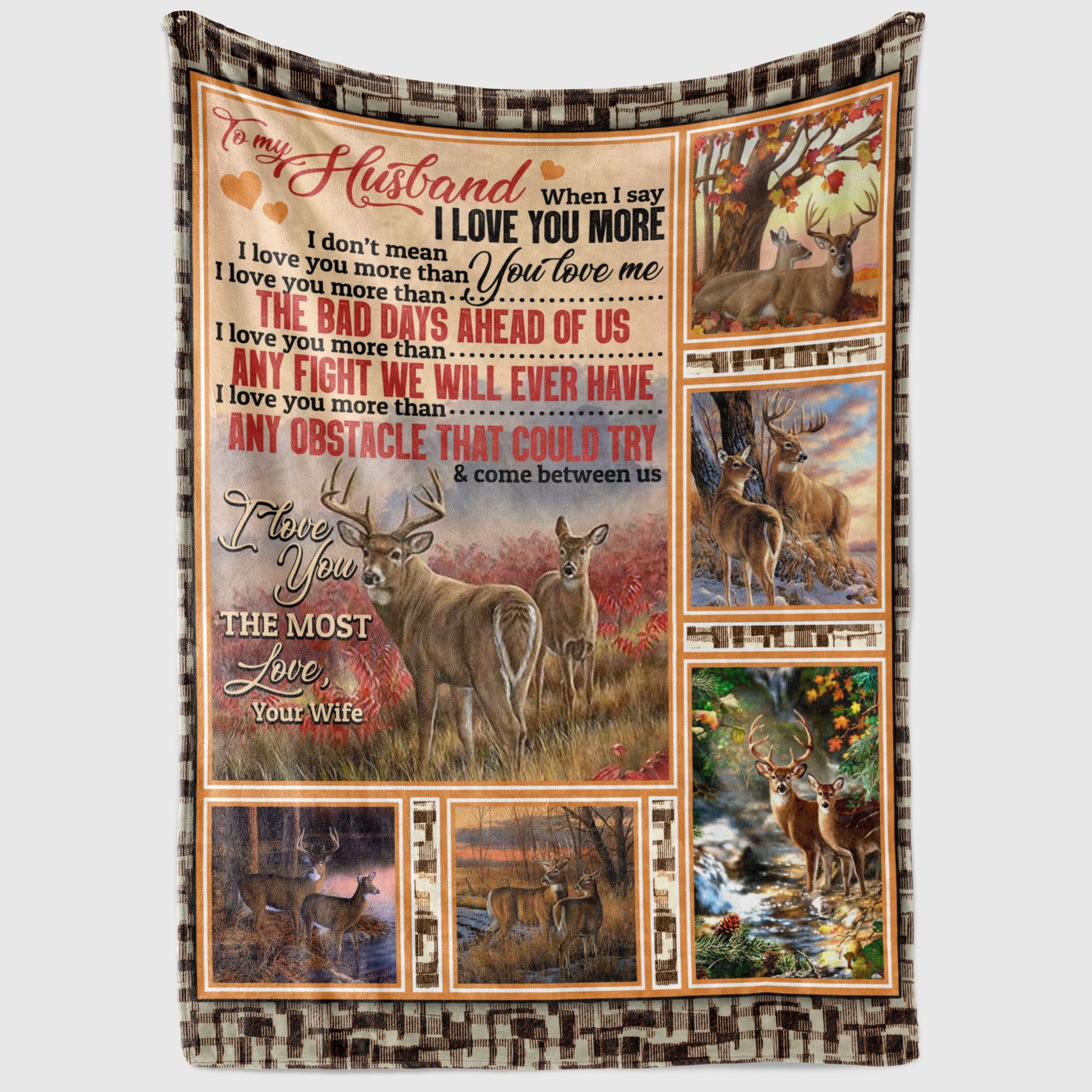 To My Husband Deer Sherpa Fleece Blanket