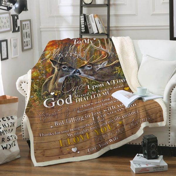 To My Husband Deer Sherpa Fleece Blanket