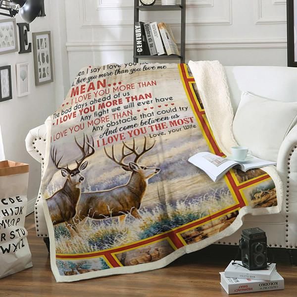 To My Husband Deer Sherpa Fleece Blanket
