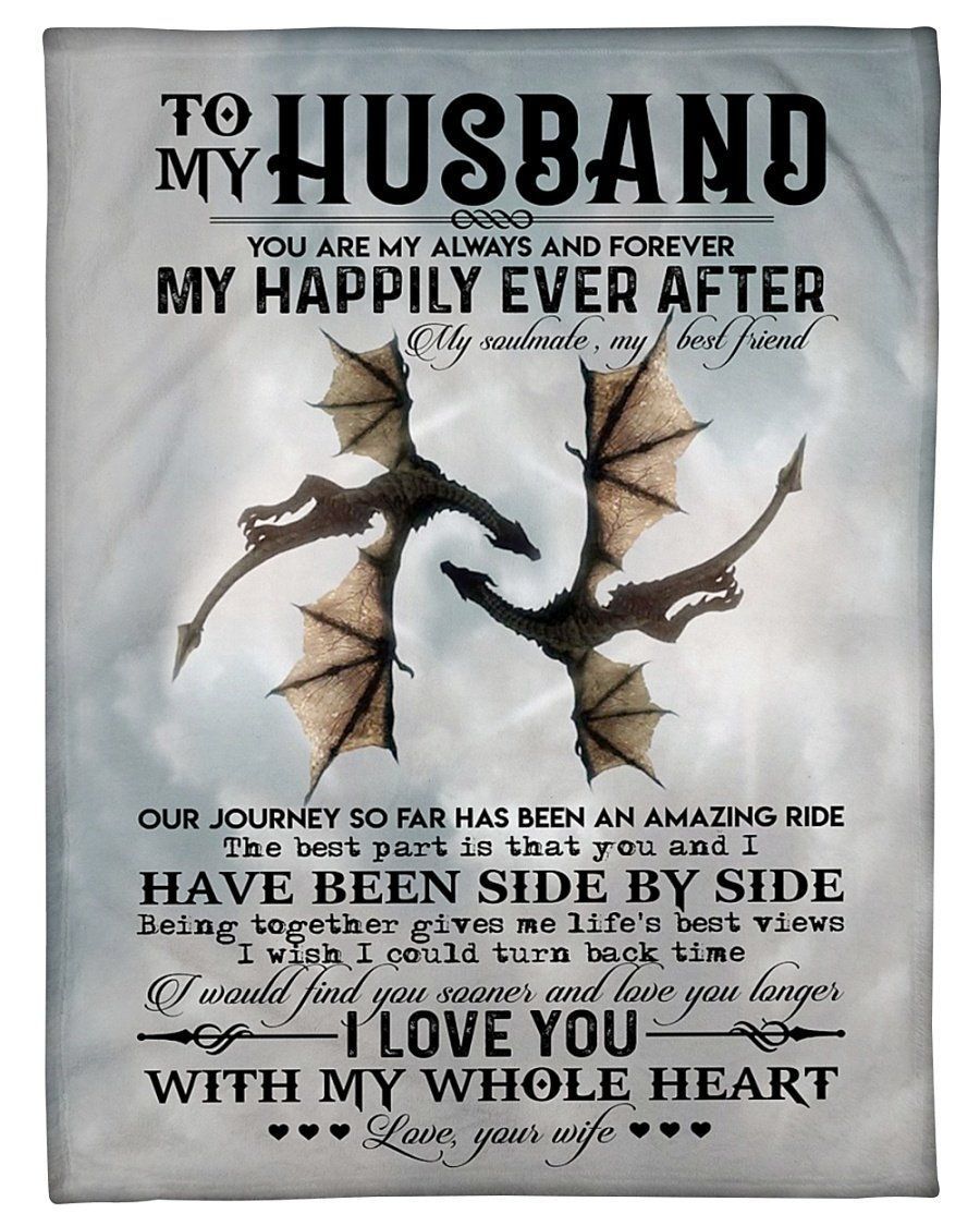 To My Husband Dragon I Love You With My Whole Heart Fleece Blanket