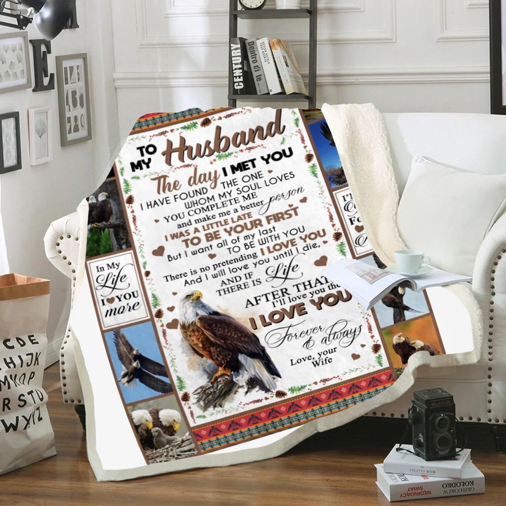 To My Husband Eagle Sherpa Fleece Blanket