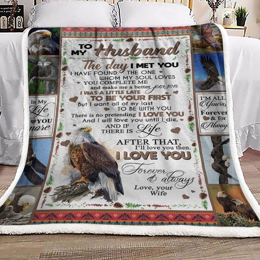 To My Husband Eagle Sherpa Fleece Blanket
