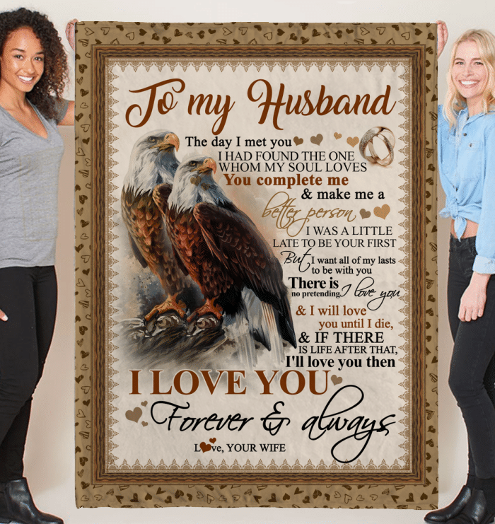 To My Husband Eagles Fleece Blanket