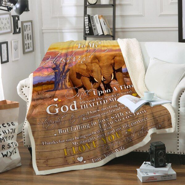 To My Husband Elephant Sherpa Fleece Blanket