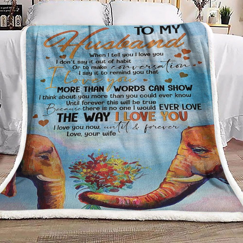 To My Husband Elephant Sherpa Fleece Blanket