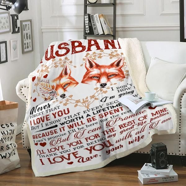 To My Husband Fox Sherpa Fleece Blanket