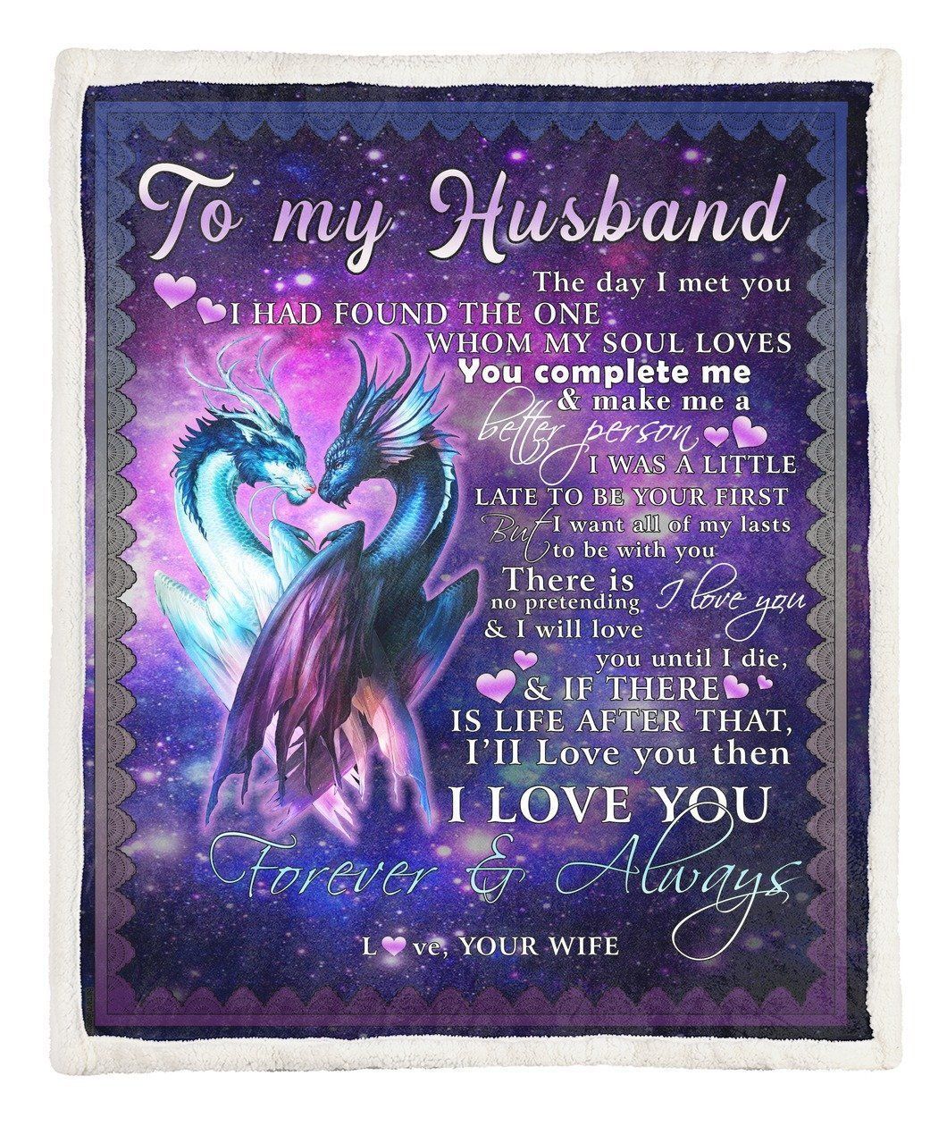 To My Husband Galaxy Love Of Dragon Like Us Fleece Blanket