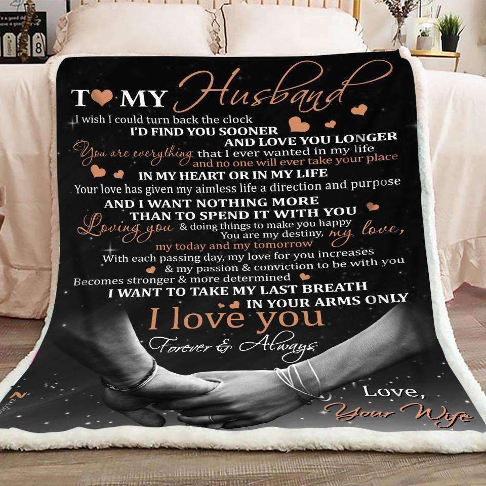 To My Husband Gift For Husband Birthday Sherpa Fleece Blanket