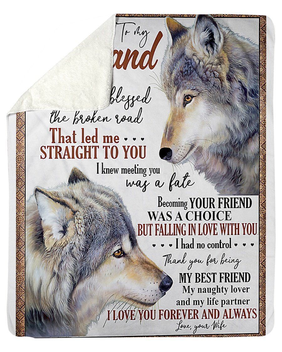 To My Husband God Led Me Straight To You Wolf Gifts From Wife Fleece Blanket