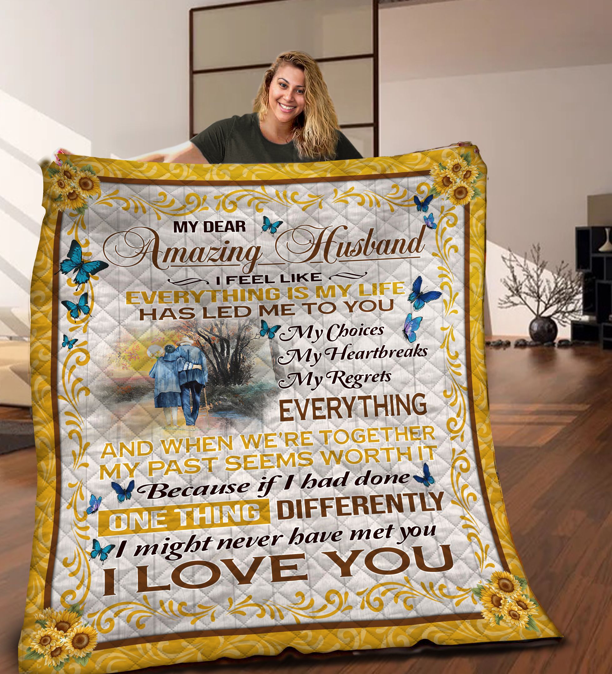 To My Husband HHH141114NA Quilt Blanket