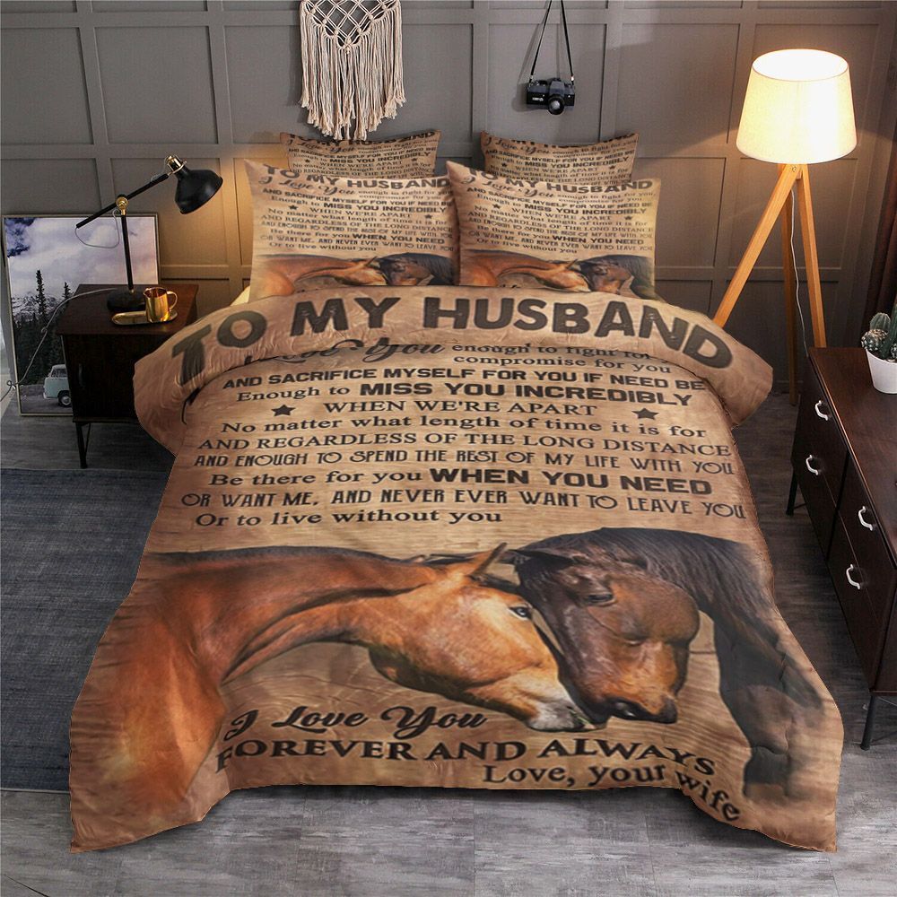 To My Husband Horse Bedding Set
