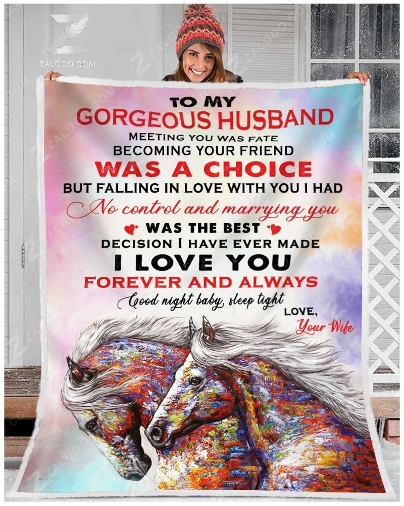 To My Husband Horse Sherpa Fleece Blanket