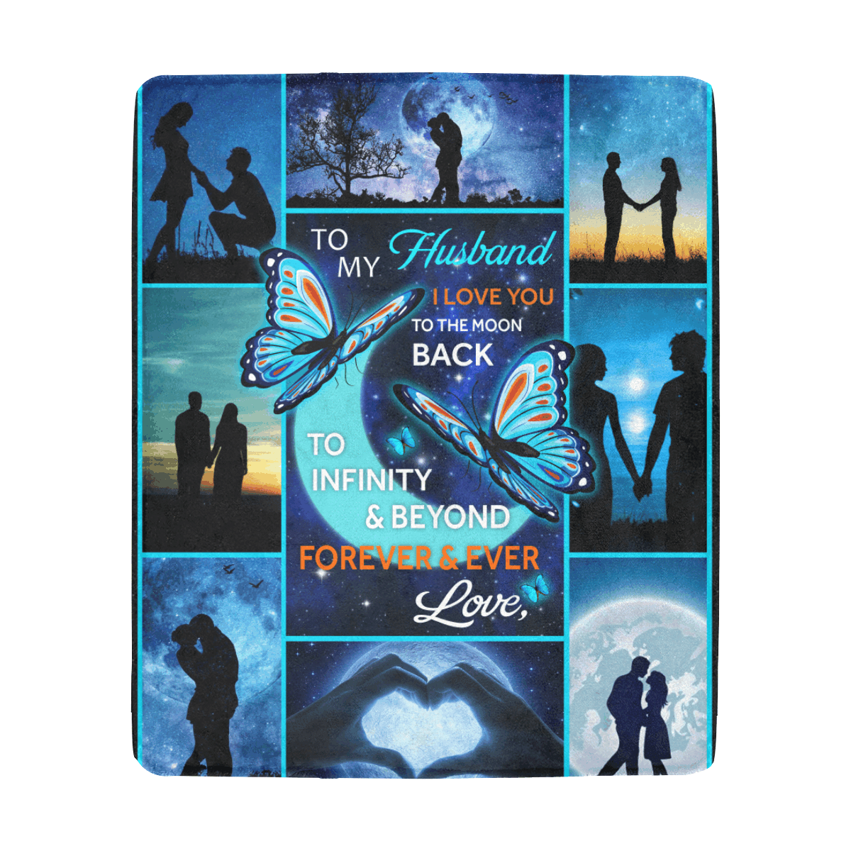 To My Husband I Love You The Moon Sherpa Fleece Blanket