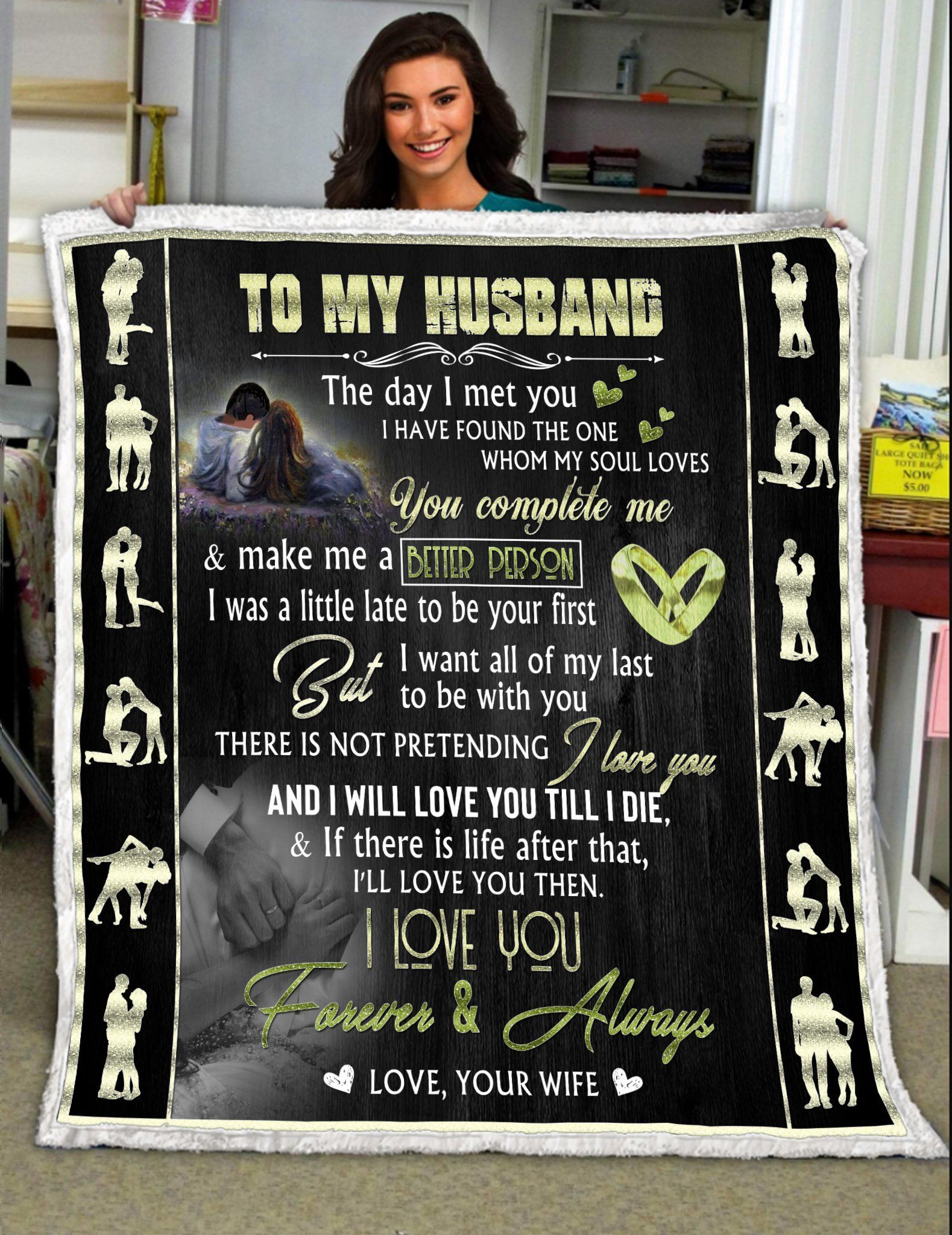 To My Husband I Will Love You Till I Die Sherpa Fleece Blanket