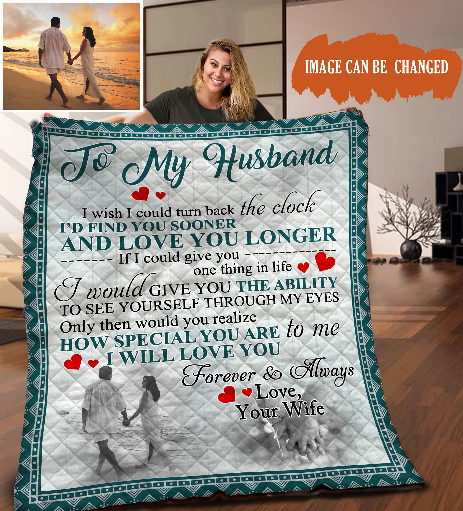 To My Husband Image Personalized HHH141113NA Quilt Blanket