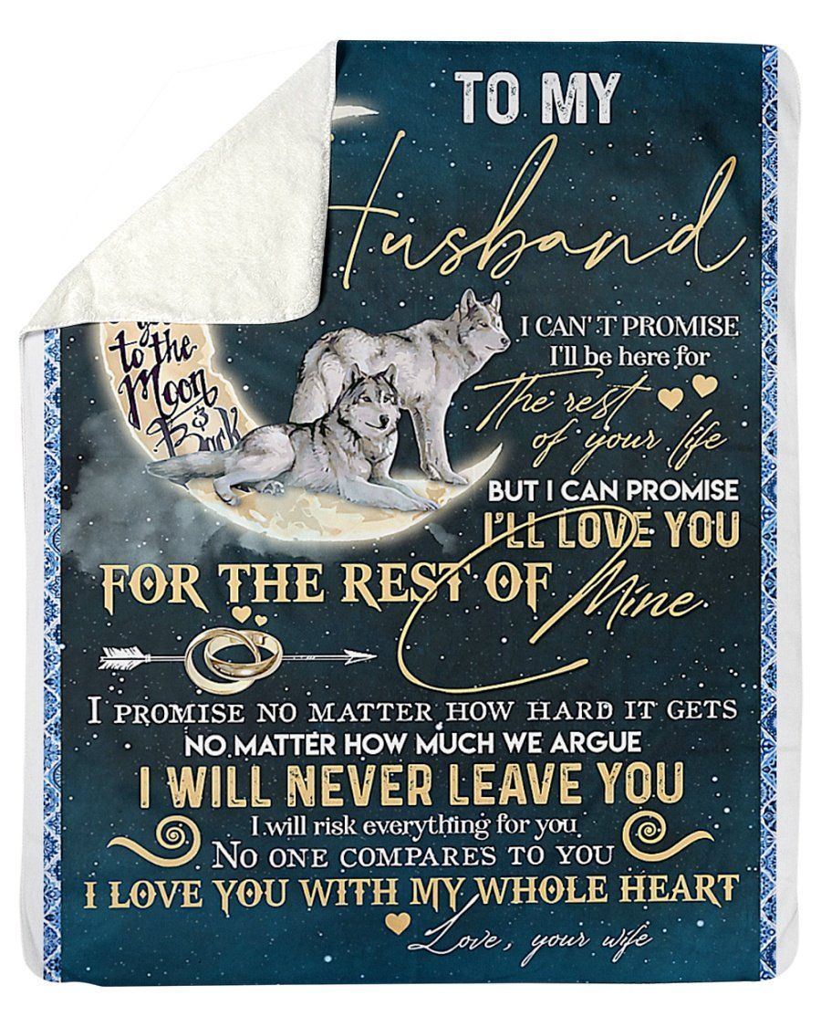 To My Husband Love You To The Moon And Back Love With My Whole Heart Fleece Blanket